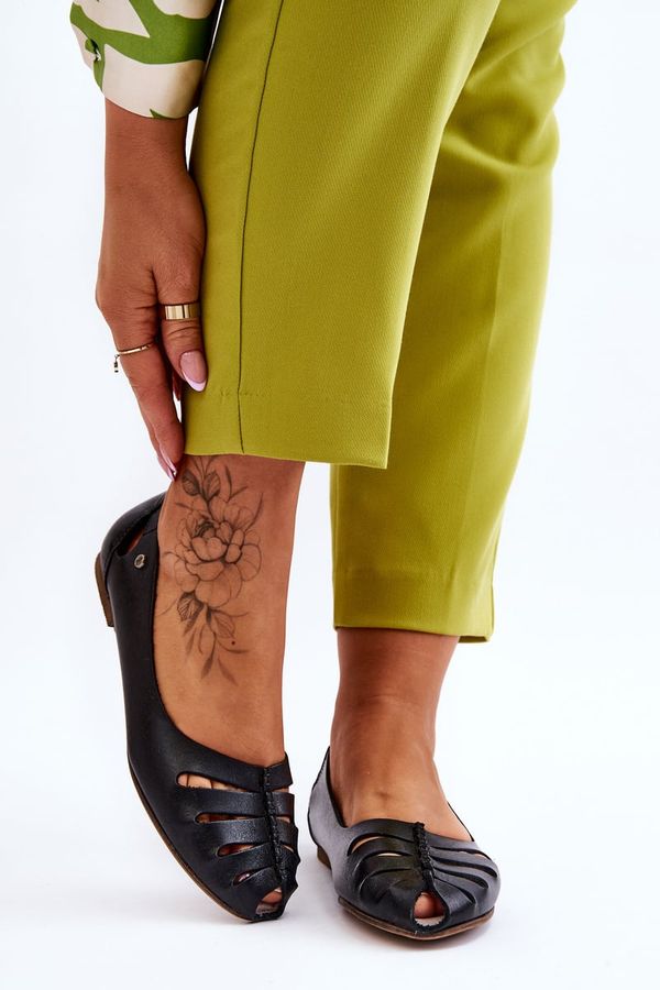 Zazoo Zazoo Comfortable Leather Women's Ballerinas Black Luka