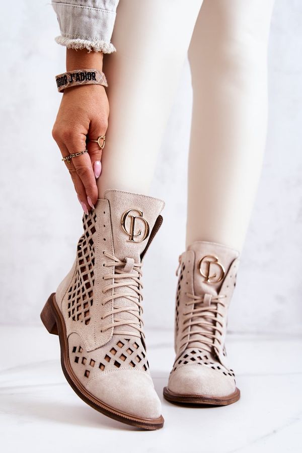 Zazoo Zazoo Lace leather shoes Nicole in light sand color 2695