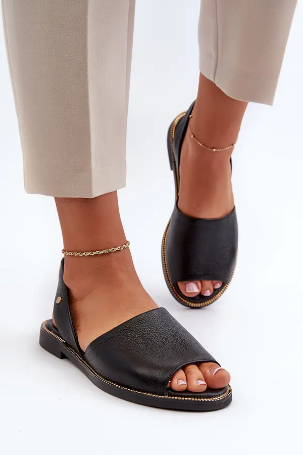 Zazoo Zazoo Leather Slip-on Sandals Black Alivia