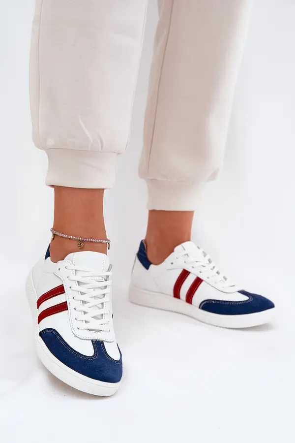 Zazoo Zazoo N1068 Leather Low Sneakers Women White-Navy