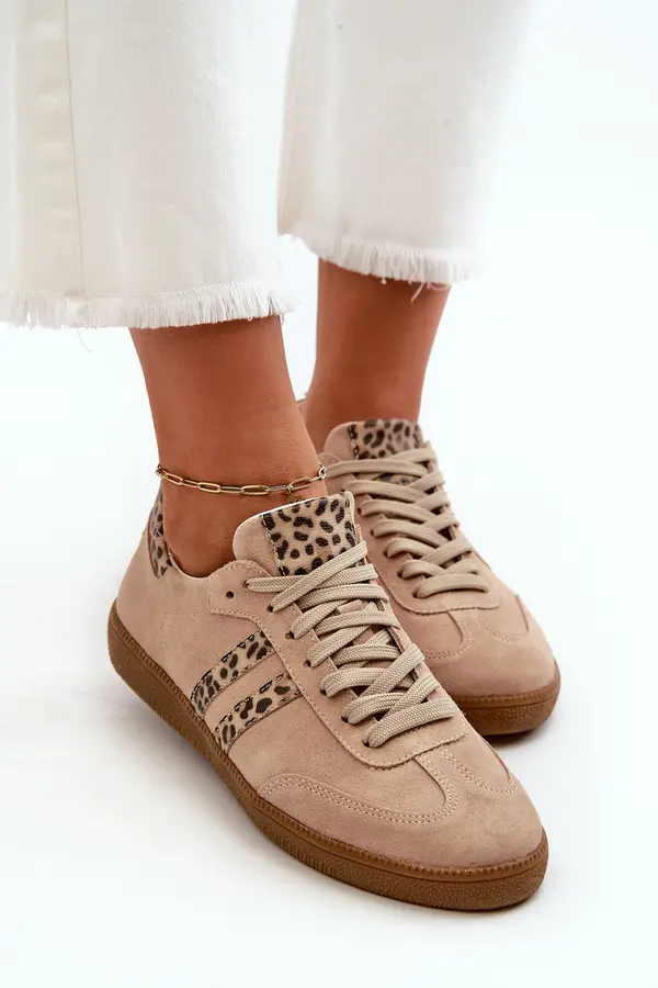 Zazoo Zazoo N1068 Suede Low Women's Sneakers Beige