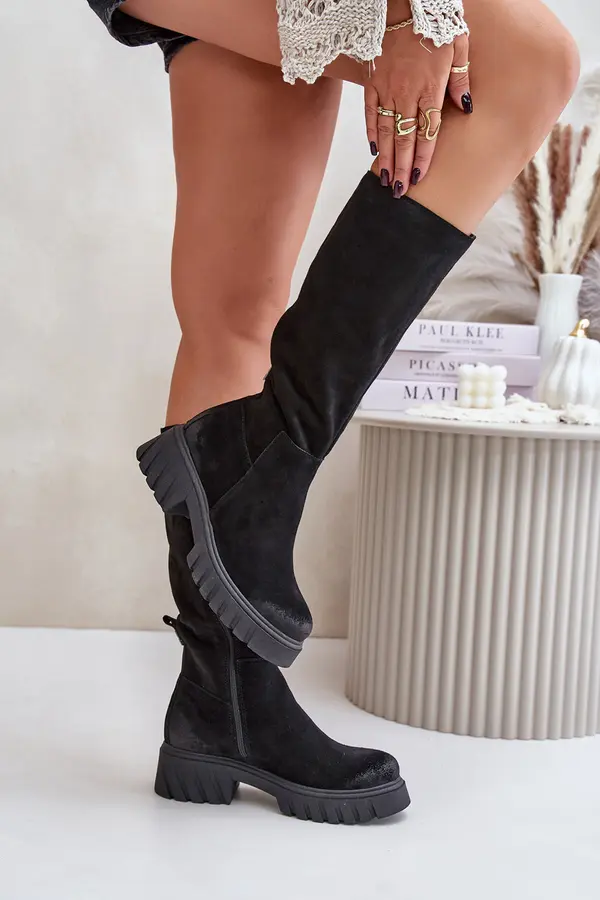 Zazoo Zazoo Suede Over-the-Knee Boots Insulated Black