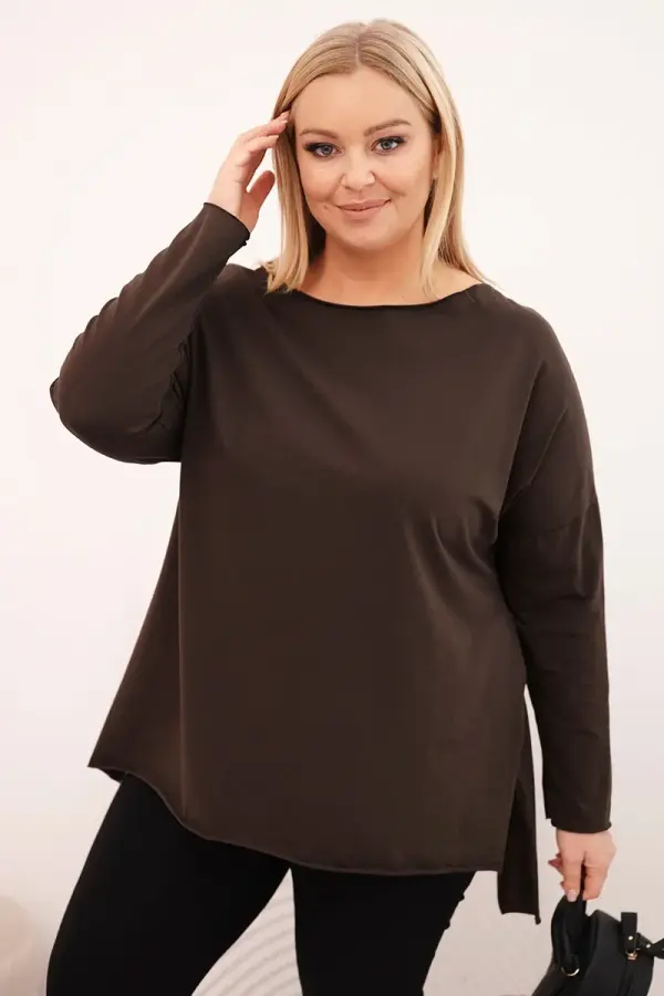 Kesi Ženska asimetrična bluza većih veličina s dugim rukavima