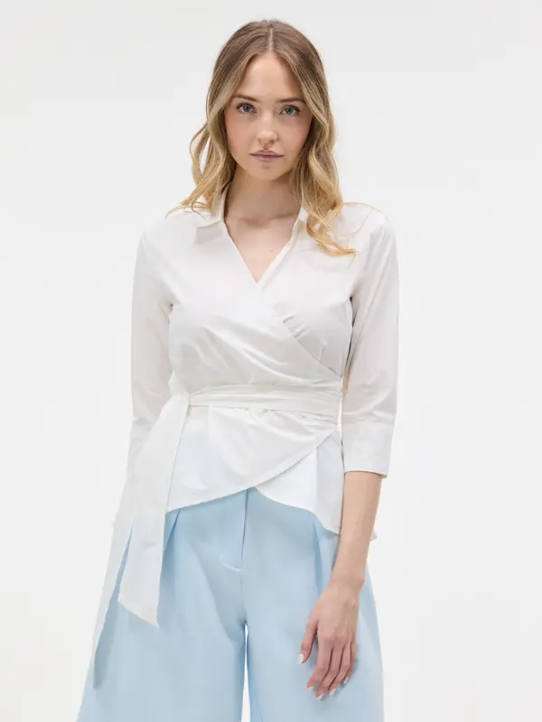 Orsay Ženska bijela bluza na preklop s 3/4 rukavima