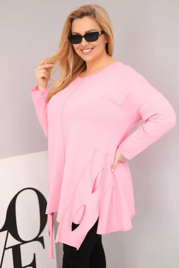 Kesi Włoski Ženska bluza plus size s asimetričnim donjim dijelom