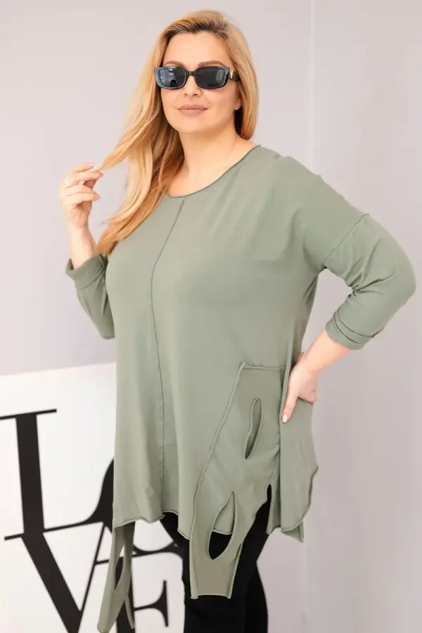 Kesi Włoski Ženska bluza plus size s asimetričnim rubom