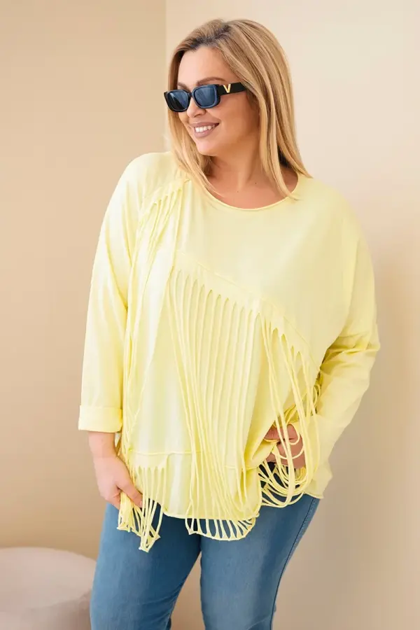 Kesi Włoski Ženska bluza plus size s resama, žuta