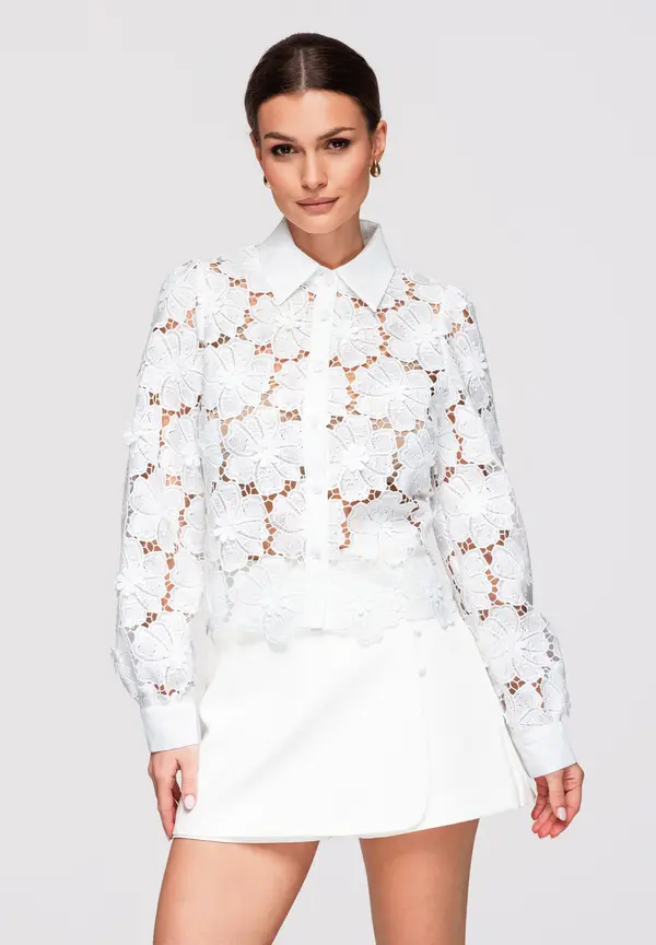 Edoti Ženska čipkasta bluza s raskošnim detaljima