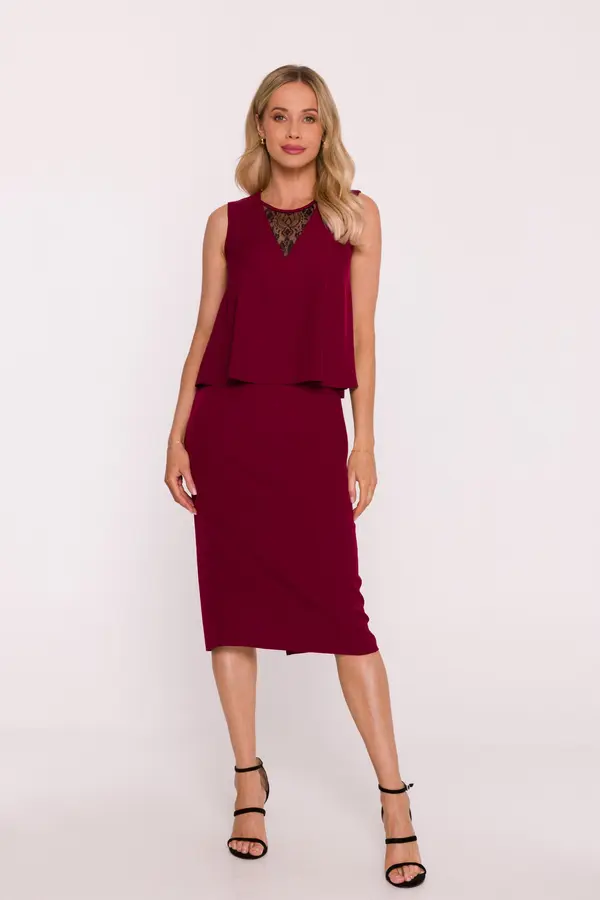 Stylove Ženska elegantna haljina s dvostrukim slojem gornjeg dijela