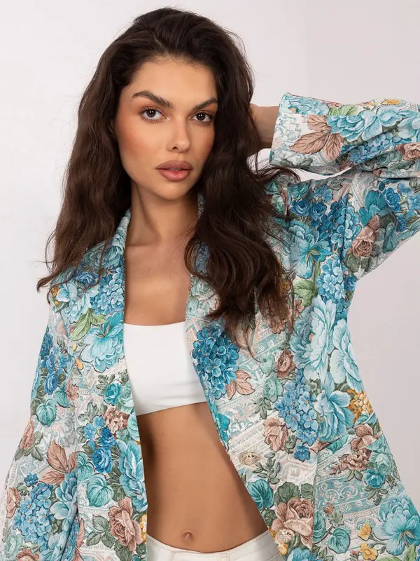 Italy Moda Ženska jakna boje mente s cvjetnim uzorkom