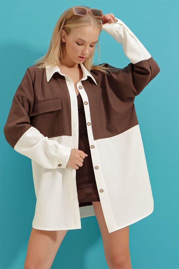 Trend Alaçatı Stili Ženska košulja Trend Alaçatı Stili Color Block