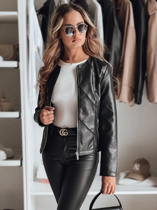 DStreet Ženska kožna jakna CHICLEATHER crna