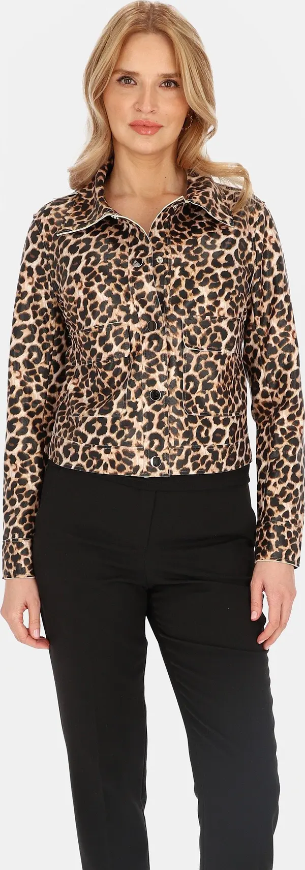 PERSO Ženska kratka leopard jakna