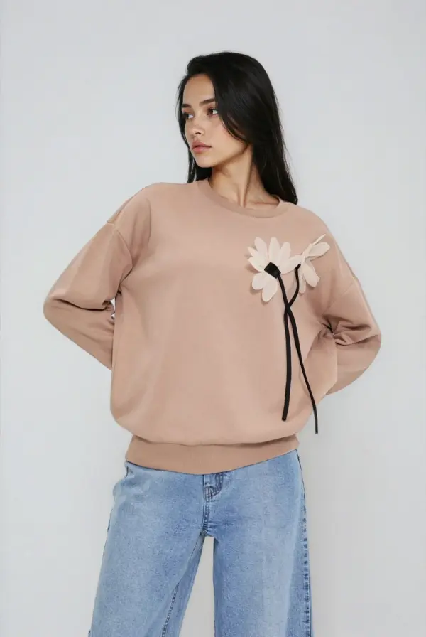 Marisse Ženska majica s kapuljačom Marisse L-BL-4919 KAVA