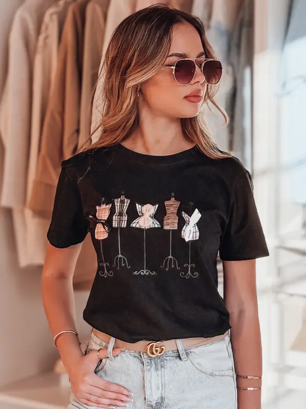 DStreet Ženska majica s printom MANETEE, crna