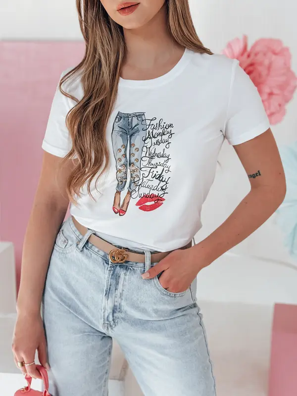 DStreet Ženska majica s TRENDAY printom, bijela