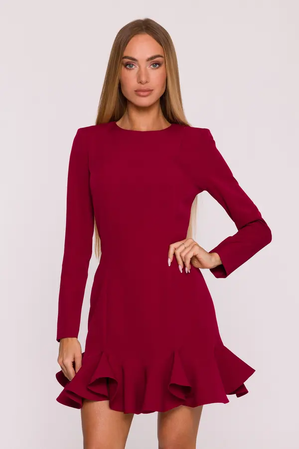 Made Of Emotion Ženska mini haljina s volanima - bordo