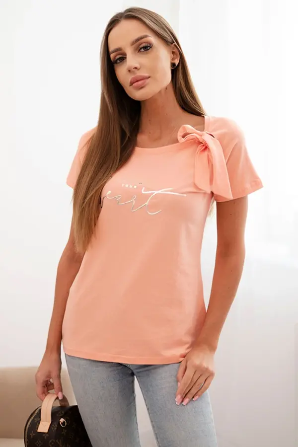Kesi Ženska pamučna bluza s mašnom i printom