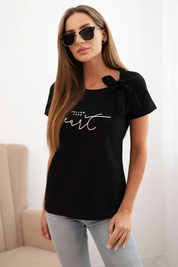 Kesi Ženska pamučna bluza s mašnom na ramenu