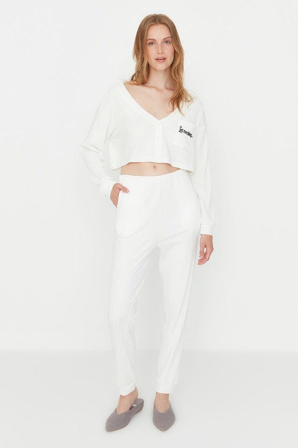 Trendyol Ženska pidžama komplet  Trendyol Ecru