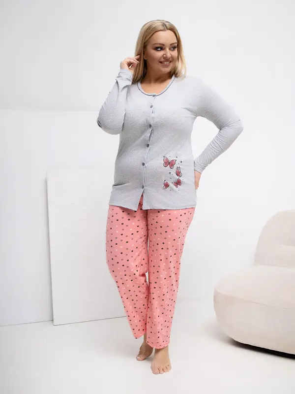 Forever Pink Ženska pidžama većih brojeva s motivom leptira