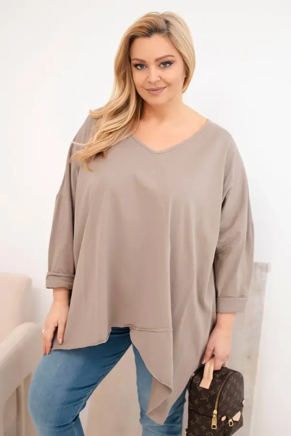 Kesi Włoski Ženska plus size bluza s asimetričnim rubom