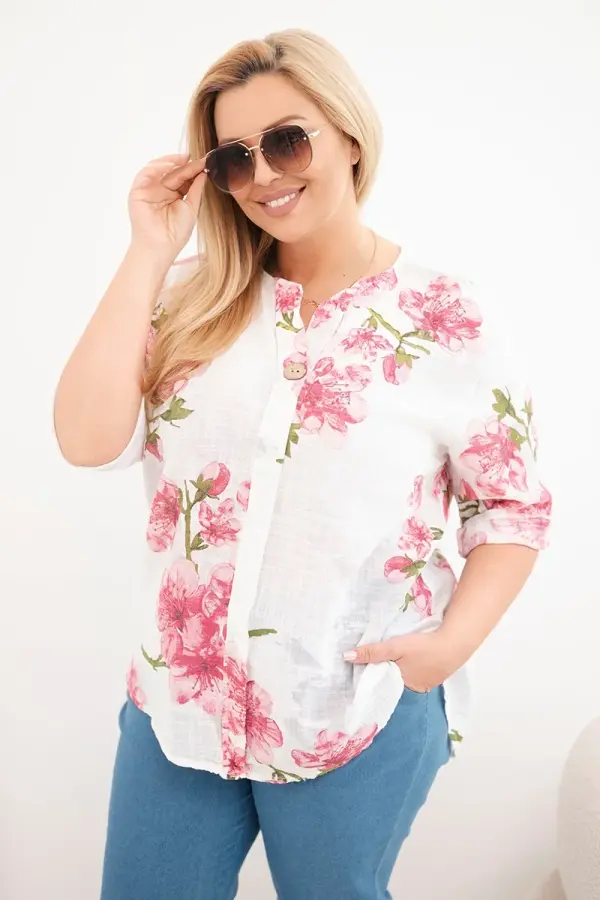 Kesi Włoski Ženska plus size bluza s cvjetnim uzorkom