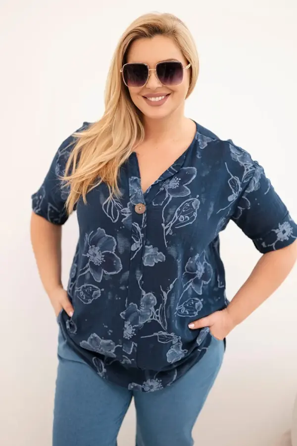 Kesi Włoski Ženska plus size bluza s cvjetnim uzorkom