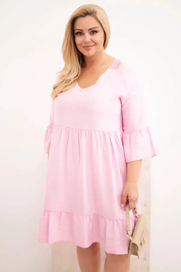 Kesi Włoski Ženska plus size haljina od viskoze s ažurnim uzorkom
