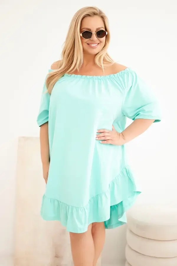 Kesi Ženska plus size haljina s volanima, mint boje