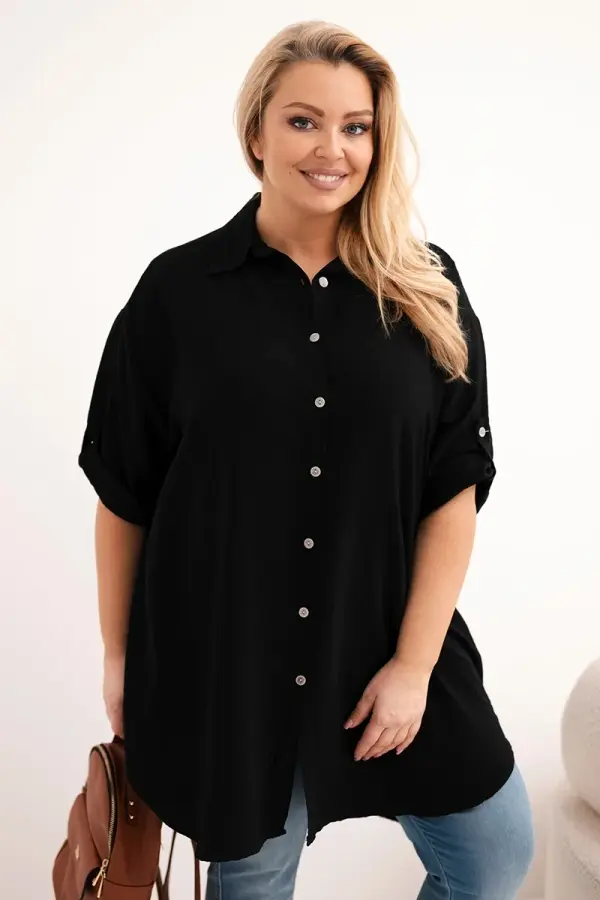 Kesi Włoski Ženska plus size viskozna košulja s produženim leđima