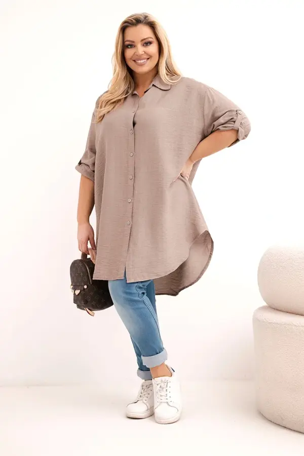 Kesi Włoski Ženska plus size viskozna košulja s produženim leđima