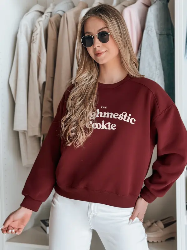 DStreet Ženska predimenzionirana majica s kapuljačom COOKIES bordo
