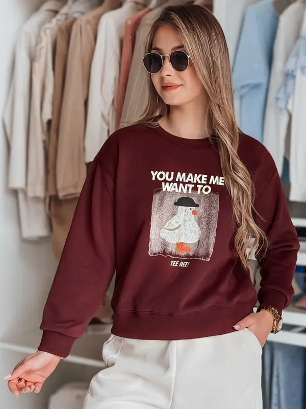 DStreet Ženska prevelika majica s kapuljačom GOOSHY bordo boje