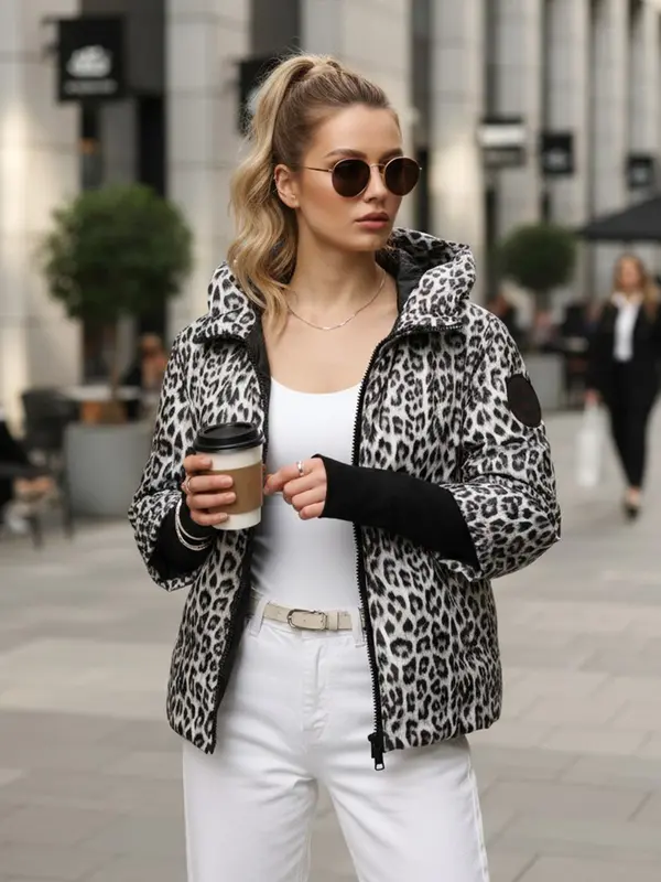 DStreet Ženska prošivena jakna s leopard printom