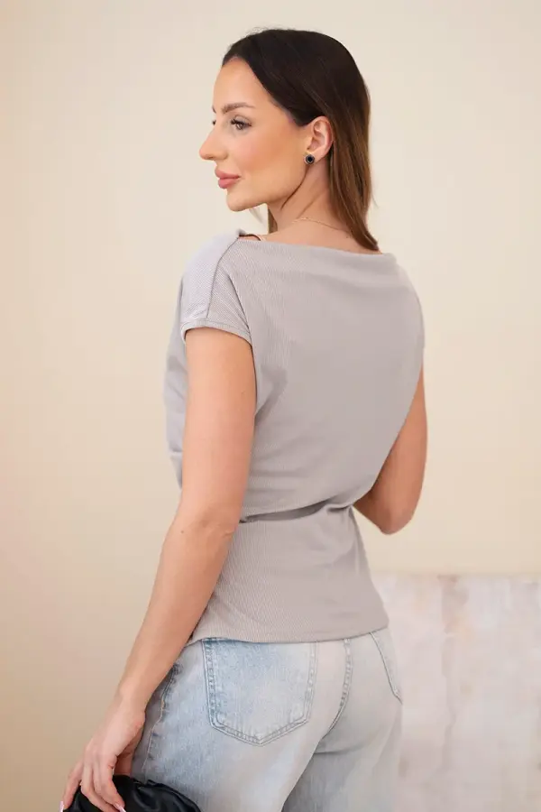 Kesi Włoski Ženska rebrasta bluza s vodopad dekolteom Kesi