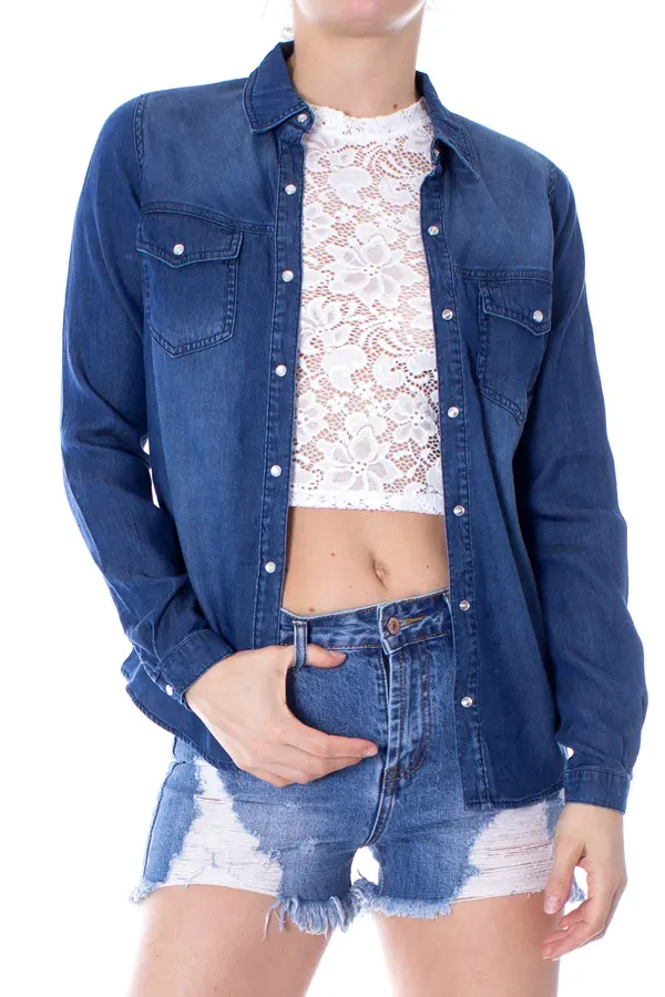 Vila Clothes Ženska traper košulja Vila