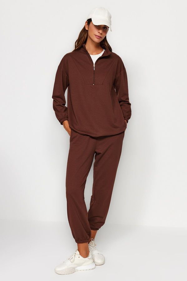 Trendyol Ženska trenirka komplet Trendyol TCTAW22EN0051/BEİGE