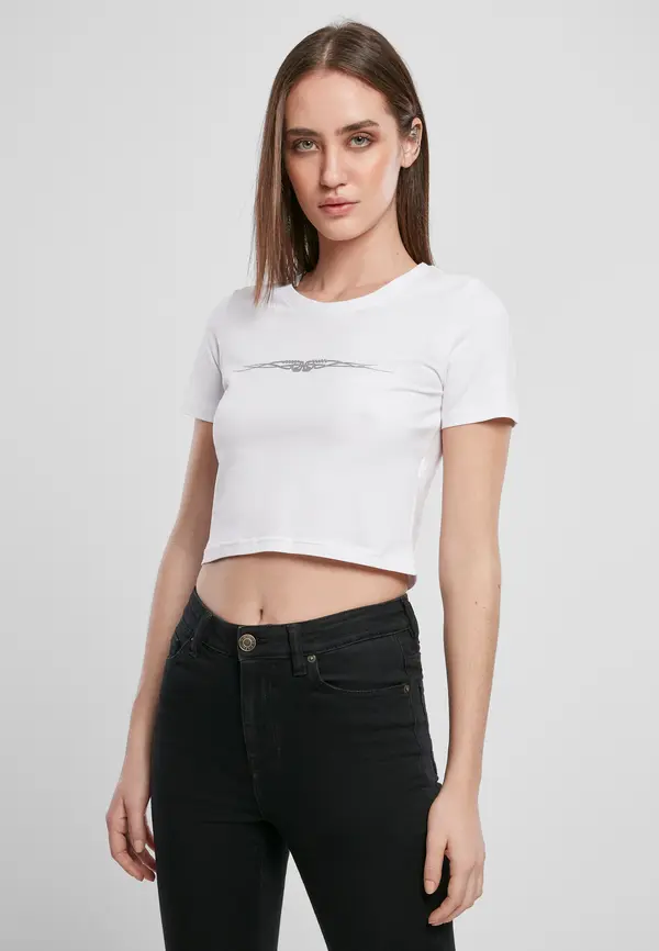 Mister Tee Ženska tribal crop majica kratkih rukava bijele boje