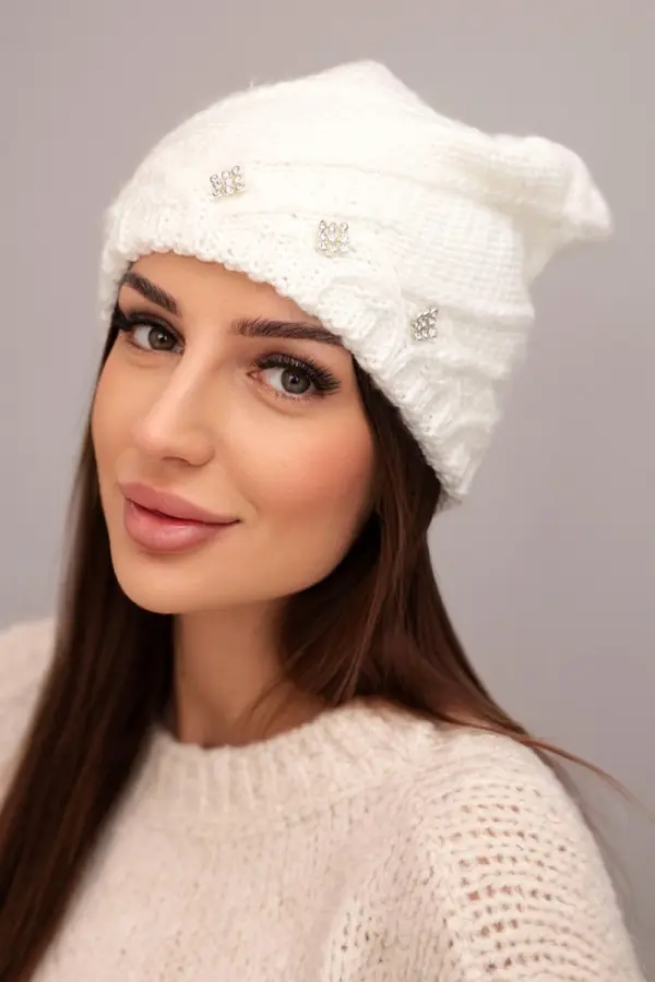 Kesi Ženska zimska kapa s ukrasnim cirkonima