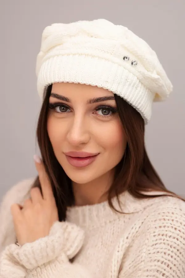 Kesi Ženska zimska vunena kapa s kristalima