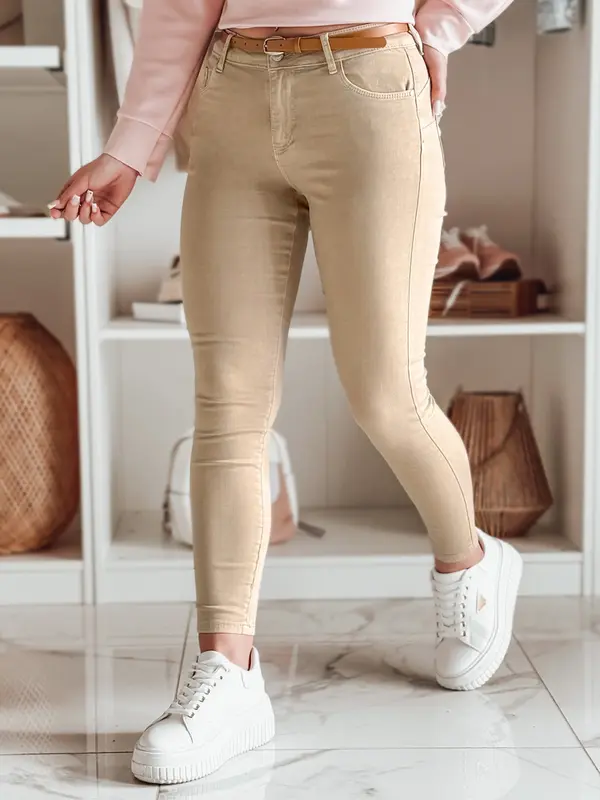 DStreet Ženske bež CLARET traperice s remenom