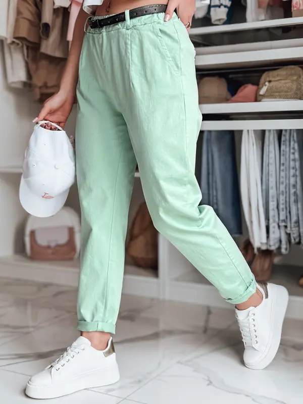 DStreet Ženske chino hlače s remenom, mint boje