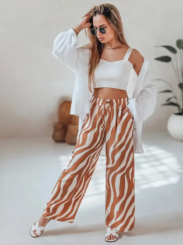 DStreet Ženske hlače širokih nogavica ZEBRAVIBE