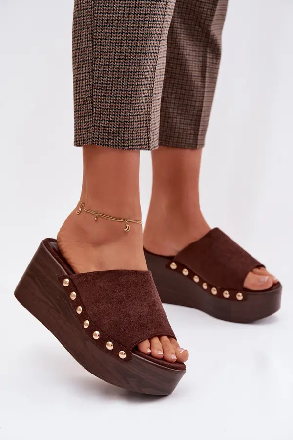 Boto Ženske japanke na platformu sa zlatnim kopčama