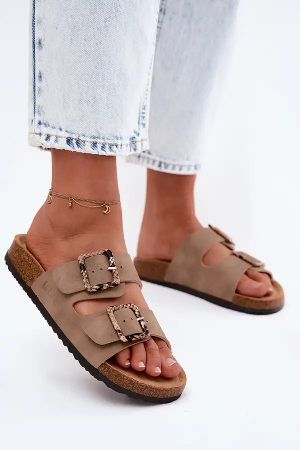 Lee Cooper Ženske kaki japanke s Lee Cooper kopčama
