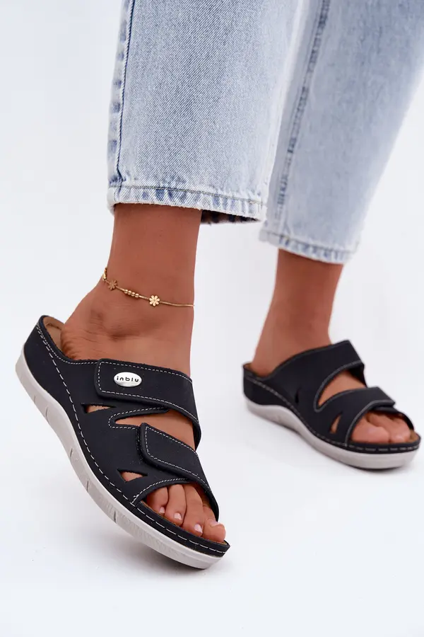 Inblu Ženske kožne slip-on cipele s čičkom u plavoj boji