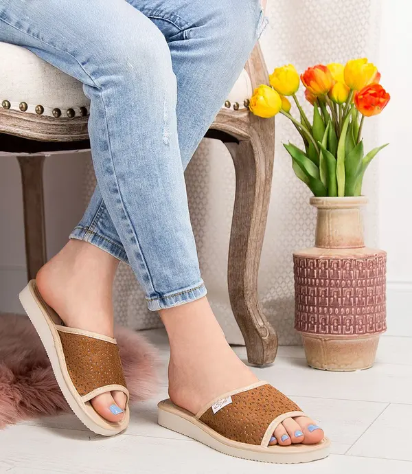 Natural Style Ženske papuče Natural Style NS-116 smeđe-bež boje