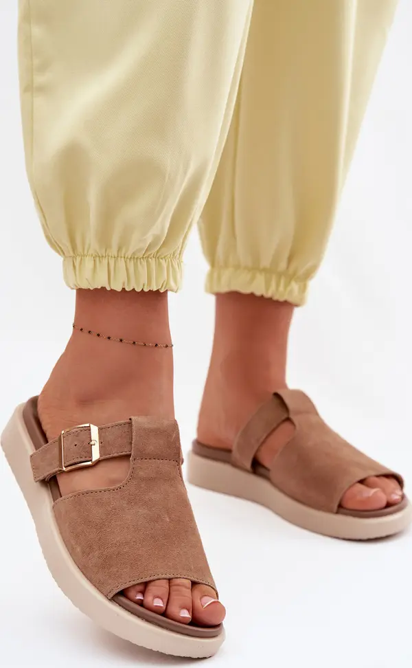 Boto Ženske papuče od brušene kože s platformom, boje Camel