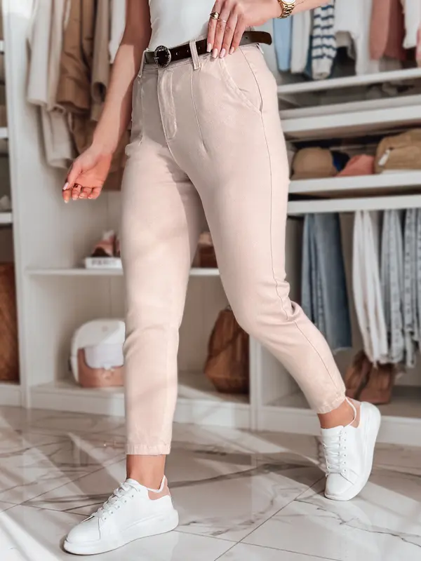 DStreet Ženske slim fit hlače s remenom TAIRONIK ružičaste boje